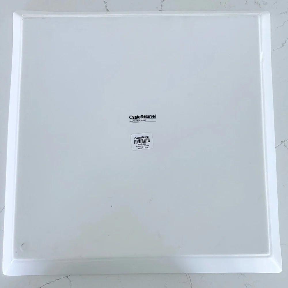 Crate & Barrel Skating Reindeer 12” Square Serving Platter Christmas Holiday NWT